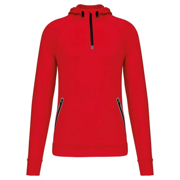  ZIP NECK HOODED SPORTS SWEATSHIRT - Proact Red