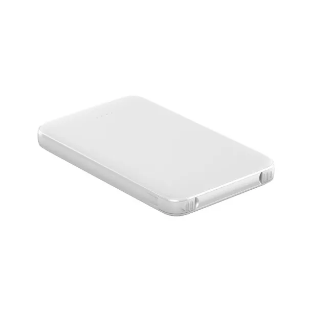  Prijenosna baterija 5000 mAh s ugrađenim kablovima Bijela