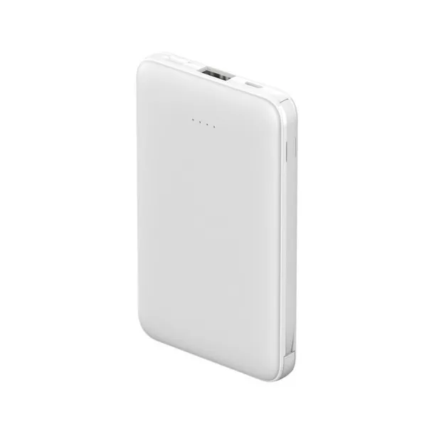  Prijenosna baterija 5000 mAh s ugrađenim kablovima white