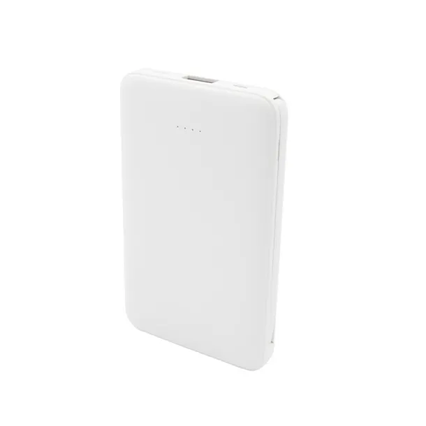  Power bank 5000 mAh with integrated cables, adapter included white