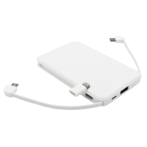  Power bank 5000 mAh with integrated cables, adapter included Bijela