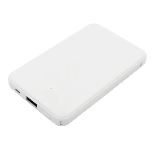  Power bank 5000 mAh with integrated cables, adapter included white