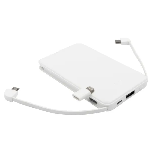  Power bank 5000 mAh with integrated cables, adapter included white