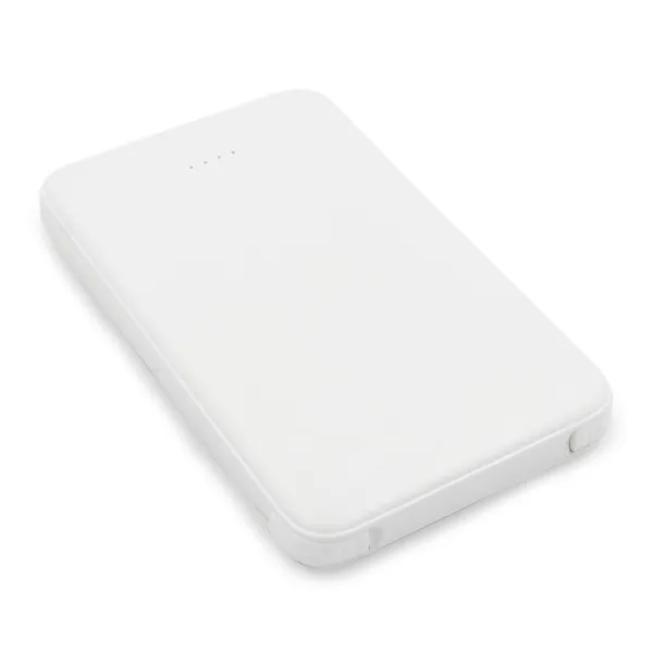  Power bank 5000 mAh with integrated cables, adapter included white