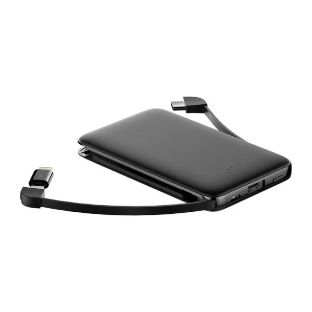  Power bank 5000 mAh with integrated cables, adapter included black