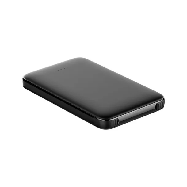  Prijenosna baterija 5000 mAh s ugrađenim kablovima black