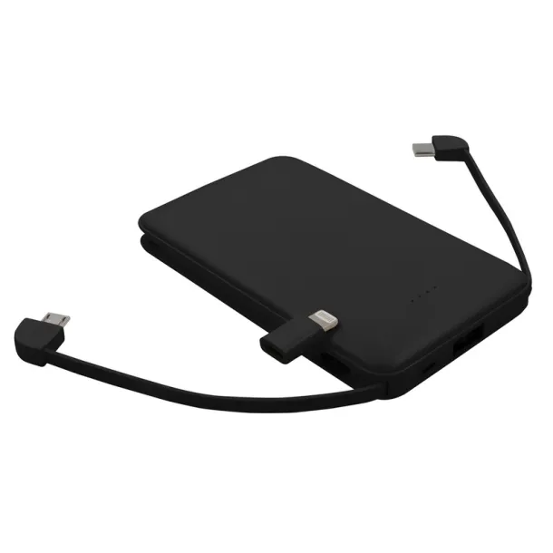  Power bank 5000 mAh with integrated cables, adapter included black