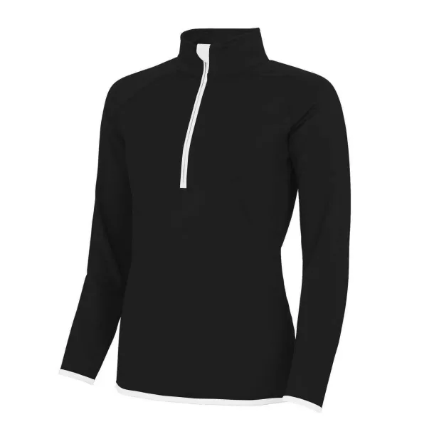  WOMEN'S COOL 1/2 ZIP SWEAT - Just Cool Jet Black Electric Pink