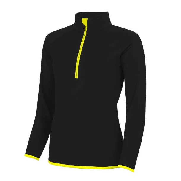  WOMEN'S COOL 1/2 ZIP SWEAT - Just Cool Jet Black Electric Yellow