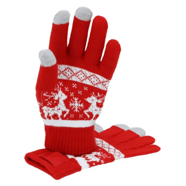  Gloves, Christmas pattern Crvena