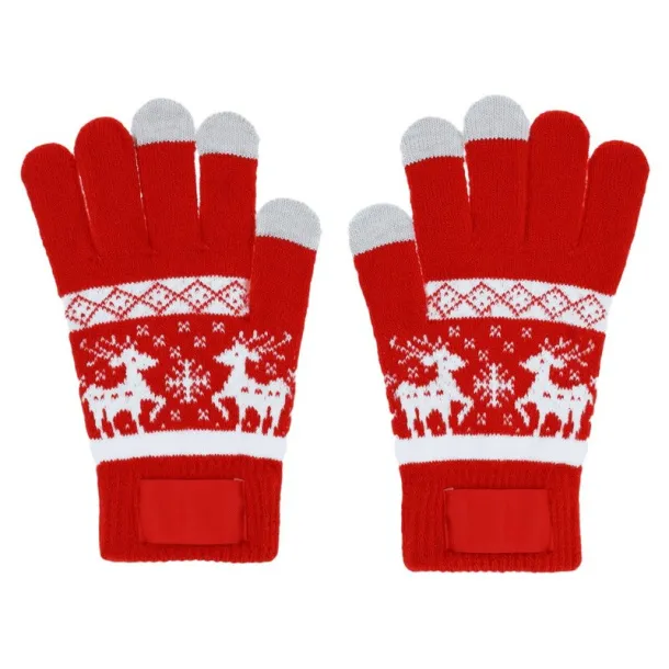 Gloves, Christmas pattern Crvena