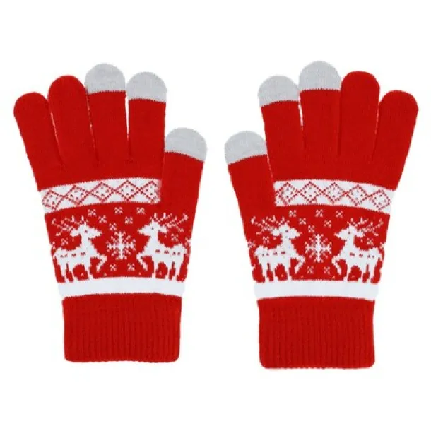  Gloves, Christmas pattern Crvena