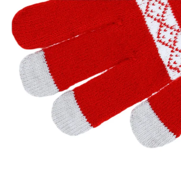  Gloves, Christmas pattern Crvena