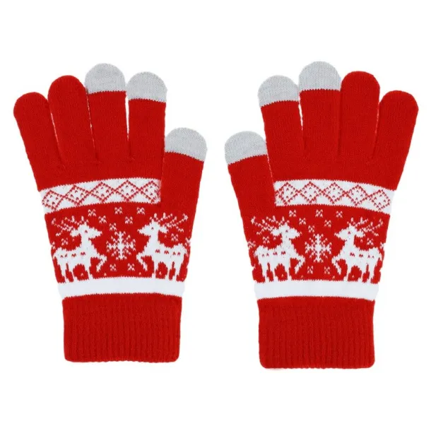  Gloves, Christmas pattern Crvena