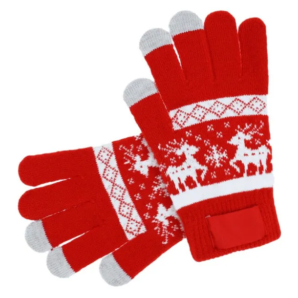  Gloves, Christmas pattern Crvena