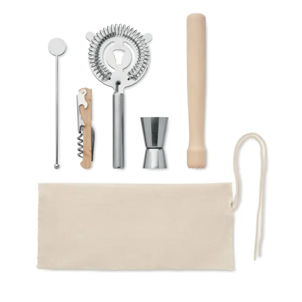 MAI TAI 5 piece cocktail kit in pouch. Beige