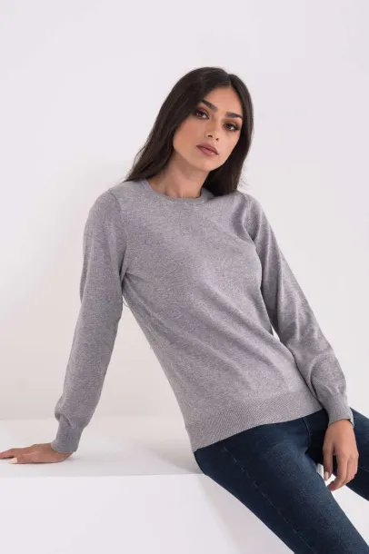  LADIES’ CREW NECK FINE GAUGE COTTON PULLOVER - 290 g/m² - Legend World Wide Light Melange Grey