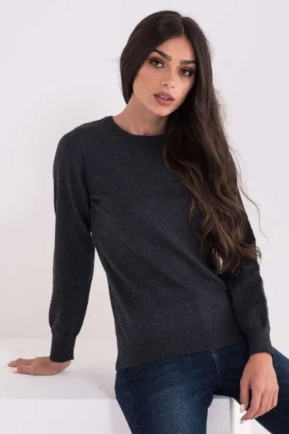  LADIES’ CREW NECK FINE GAUGE COTTON PULLOVER - 290 g/m² - Legend World Wide Dark Melange Grey