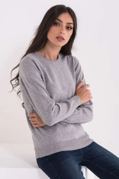  LADIES’ CREW NECK FINE GAUGE COTTON PULLOVER - 290 g/m² - Legend World Wide Dark Melange Grey