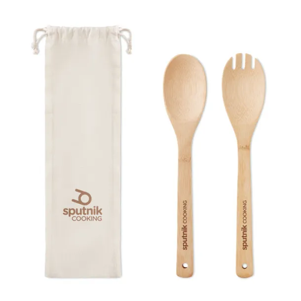 MAYEN SET Set bamboo utensils salad Beige