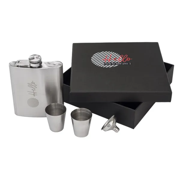 LUCAN hip flask gift set Silver