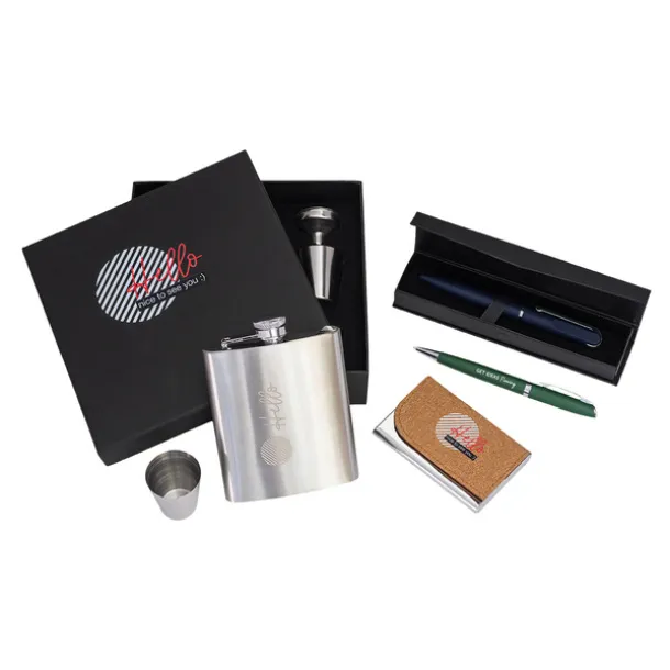 LUCAN hip flask gift set Silver