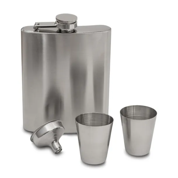 LUCAN hip flask gift set Silver