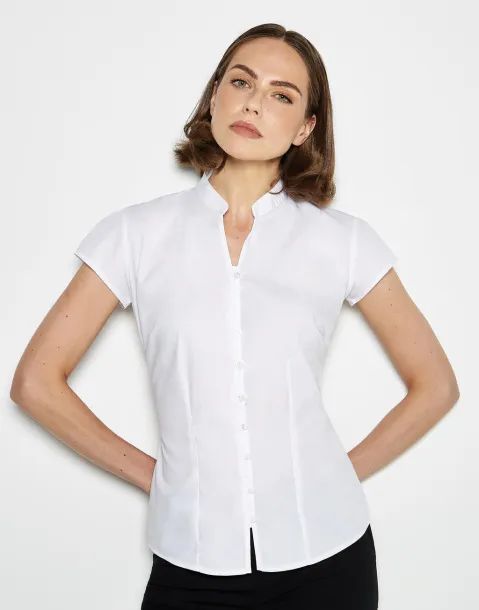  Women's Tailored Fit Mandarin Collar Blouse SSL - Kustom Kit