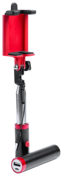 Slatham selfie stick with power bank Red Black