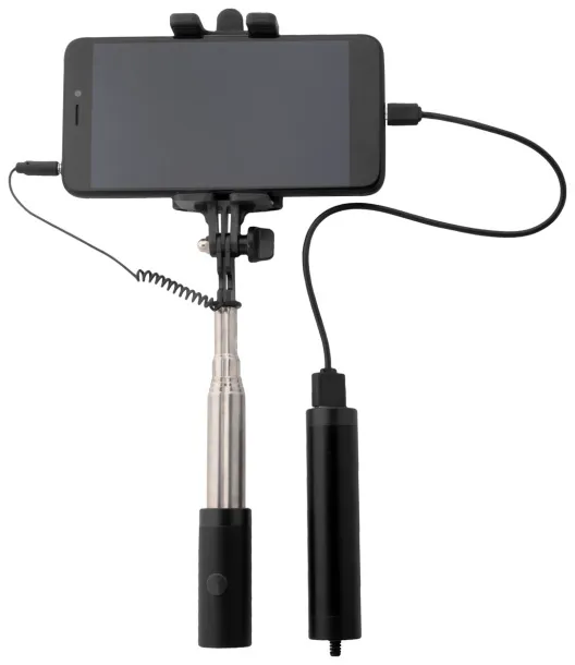 Slatham selfie stick with power bank Black