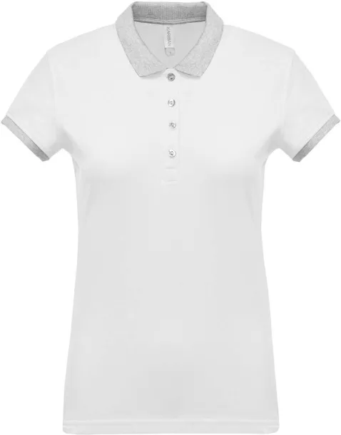  Ženska dvobojna polo majica kratkih rukava, 180 g/m2 - Kariban Bijela Oxford Grey