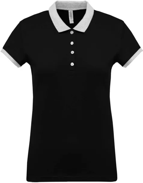  Ženska dvobojna polo majica kratkih rukava, 180 g/m2 - Kariban Crna Oxford Grey