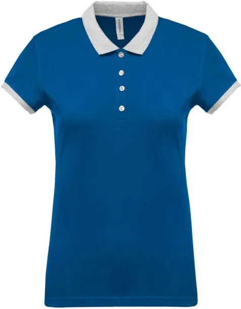  Ženska dvobojna polo majica kratkih rukava, 180 g/m2 - Kariban Light Royal Blue Oxford Grey