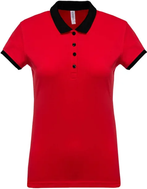  LADIES’ TWO-TONE PIQUÉ POLO SHIRT - Kariban Red Black