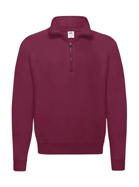  Classic Zip Neck Sweat - Fruit of the Loom Burgundy