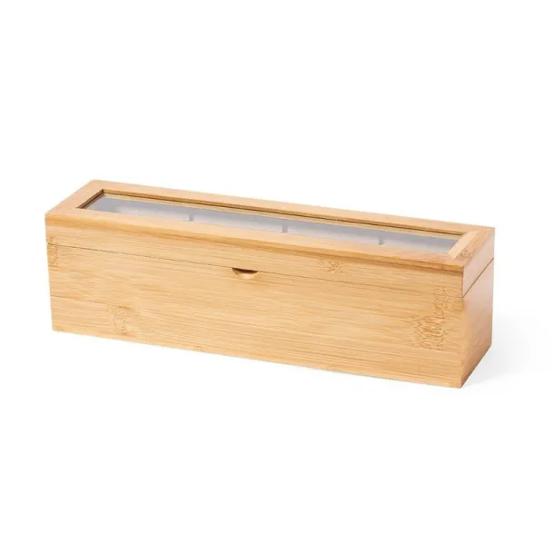  Bamboo tea storage box light brown