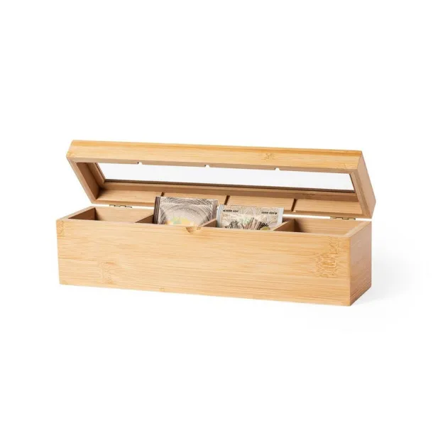  Bamboo tea storage box light brown