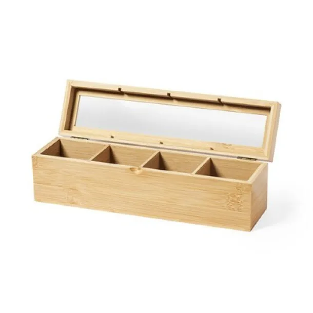  Bamboo tea storage box light brown