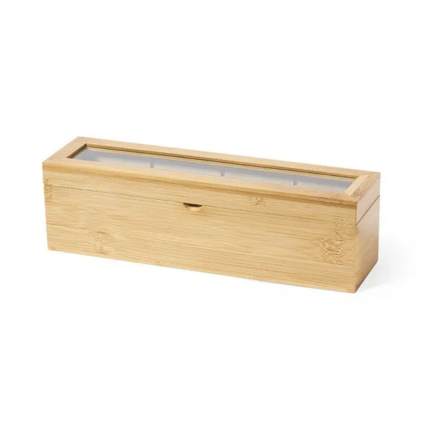  Bamboo tea storage box light brown