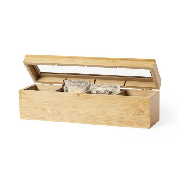  Bamboo tea storage box light brown