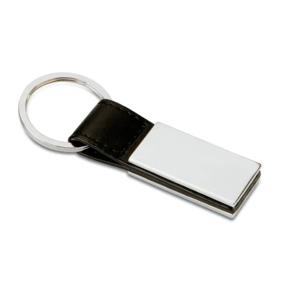 RECTANGLO PU and metal key ring Black