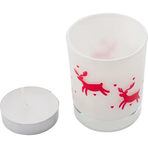 Decorated candle holder with tea light Bijela