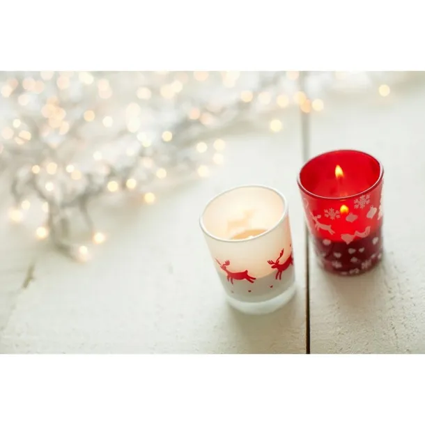  Decorated candle holder with tea light Crvena