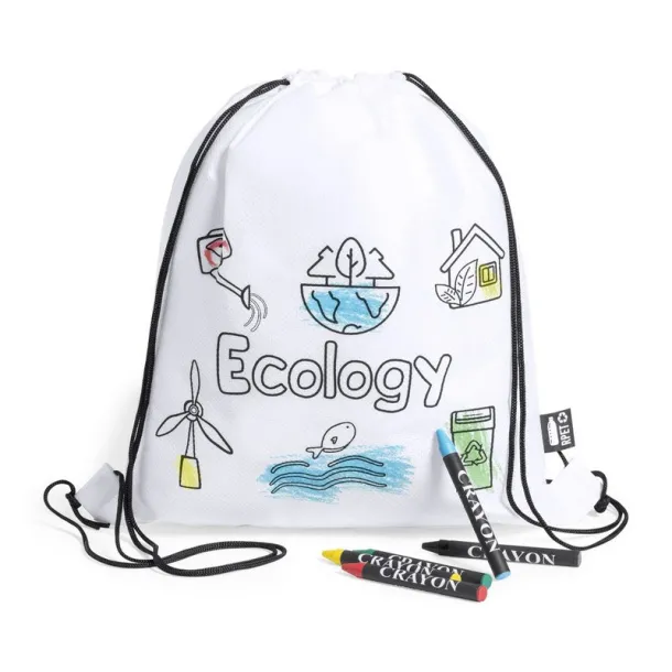  RPET drawstring bag for colouring, crayons white