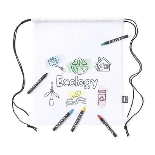  RPET drawstring bag for colouring, crayons white