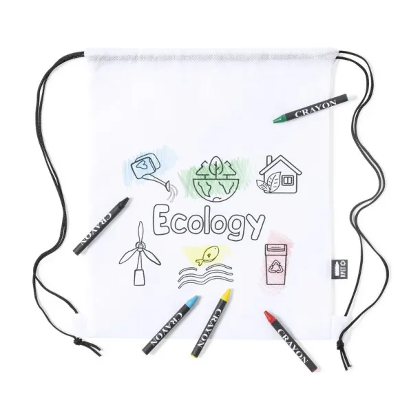  RPET drawstring bag for colouring, crayons white