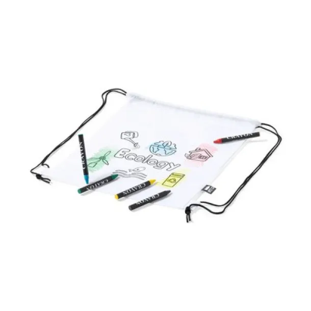  RPET drawstring bag for colouring, crayons white