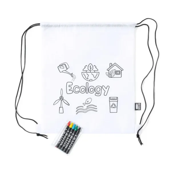  RPET drawstring bag for colouring, crayons white