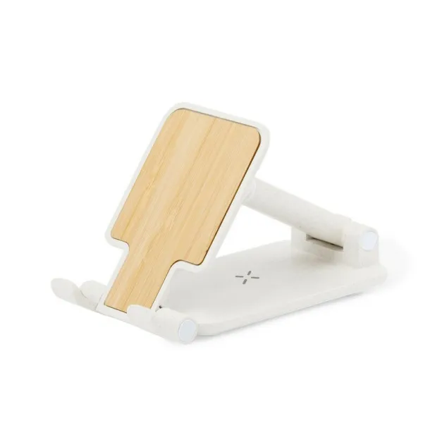  Foldable bamboo and wheat straw wireless charger 15W, phone stand white