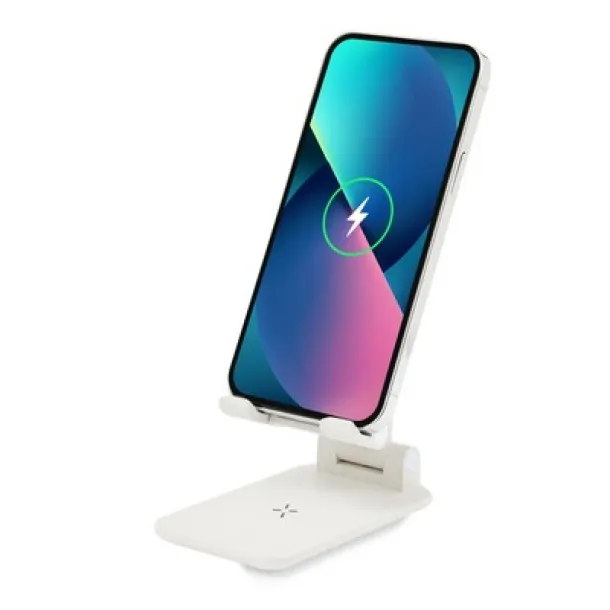  Sklopivi bežični punjač od bambusa i pšenične slame i funkcijom stalka, 15W Bijela